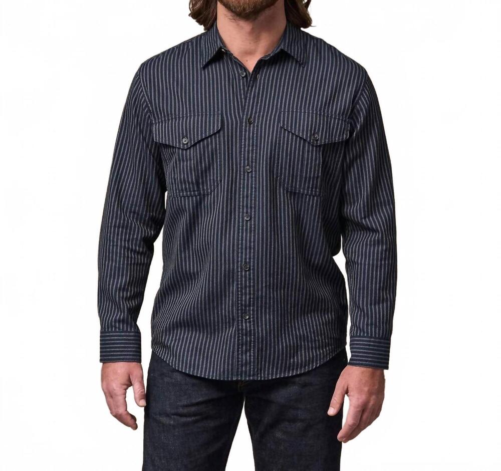 NEW FILSON lightweight alaskan guide shirt in indigo ticking stripe